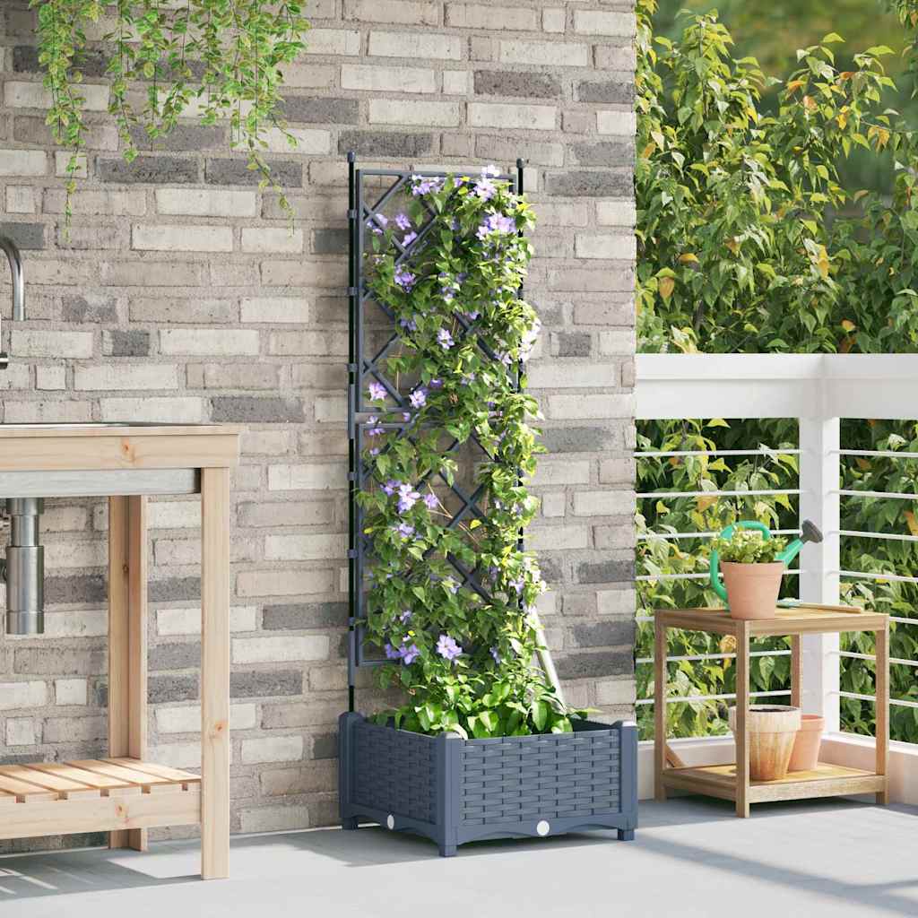 Vaso da Giardino con Trellis Grigio chiaro 40 x 40 x 125.5 cm