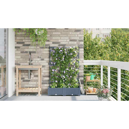 Vaso da Giardino con Trellis Grigio chiaro 80 x 40 x 125.5 cm