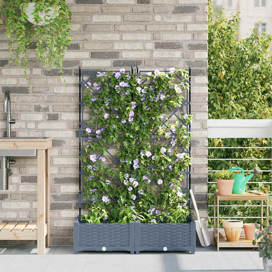Vaso da Giardino con Trellis Grigio chiaro 80 x 40 x 125.5 cm