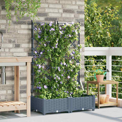 Vaso da Giardino con Trellis Grigio chiaro 80 x 40 x 125.5 cm