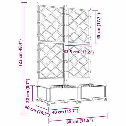 Vaso da Giardino con Trellis Grigio chiaro 80 x 40 x 125.5 cm