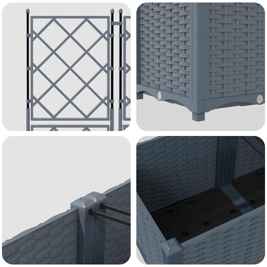 Vaso da Giardino con Trellis 2 pcs Grigio chiaro