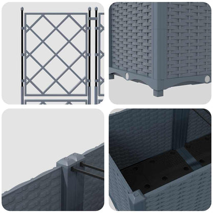 Vaso da Giardino con Trellis 2 pcs Grigio chiaro