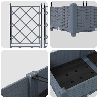 Vaso da Giardino con Trellis 3 pcs Grigio chiaro