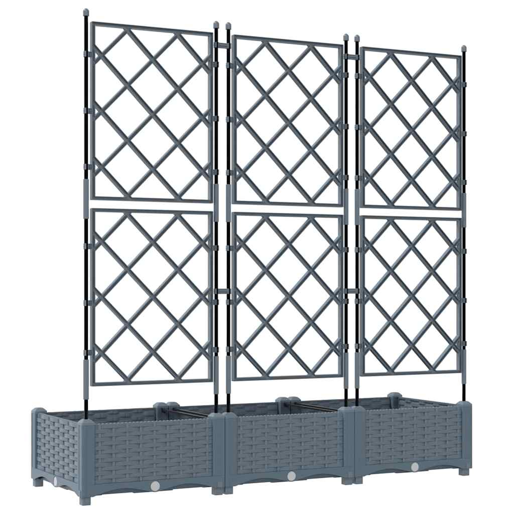Vaso da Giardino con Trellis 3 pcs Grigio chiaro
