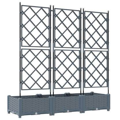 Vaso da Giardino con Trellis 3 pcs Grigio chiaro