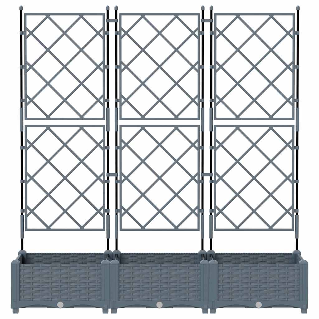 Vaso da Giardino con Trellis 3 pcs Grigio chiaro