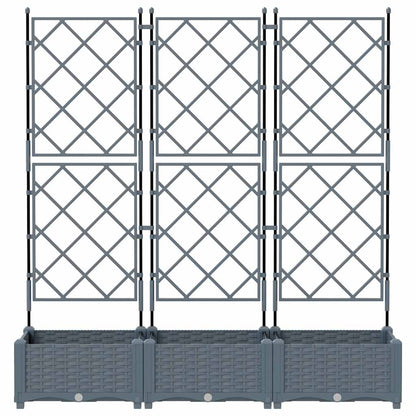 Vaso da Giardino con Trellis 3 pcs Grigio chiaro