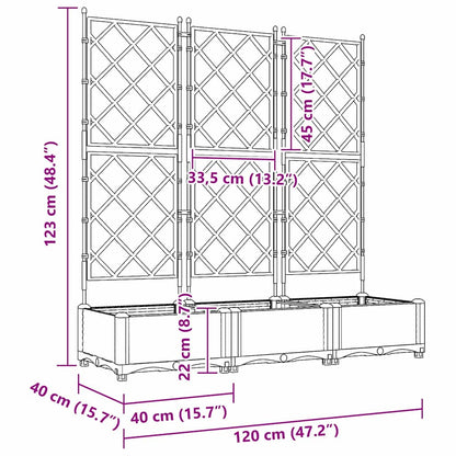 Vaso da Giardino con Trellis 3 pcs Grigio chiaro