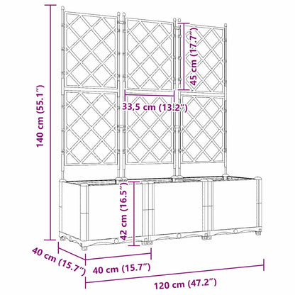 Vaso da Giardino con Trellis 3 pcs Grigio chiaro