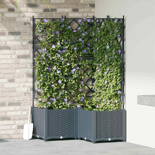 Vaso da Giardino con Trellis 3 pcs Grigio chiaro