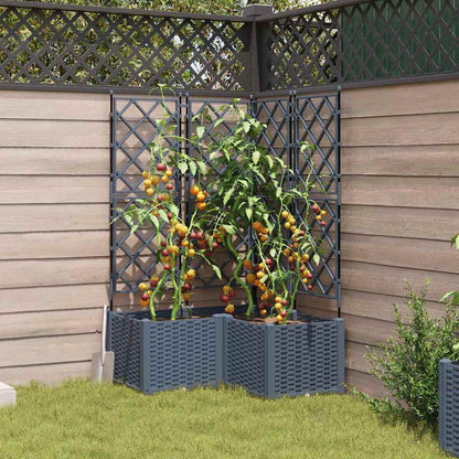 Vaso da Giardino con Trellis 3 pcs Grigio chiaro