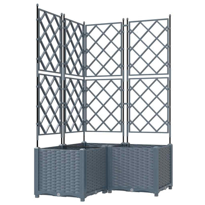 Vaso da Giardino con Trellis 3 pcs Grigio chiaro