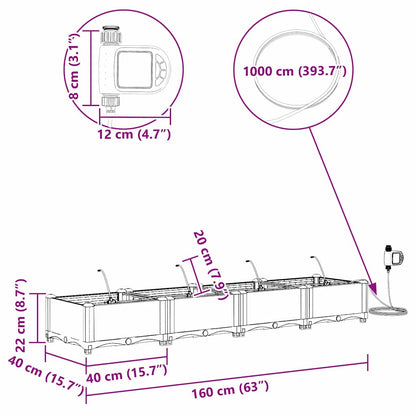Vasi da giardino Grigio chiaro 160 x 40 x 22 cm Acciaio