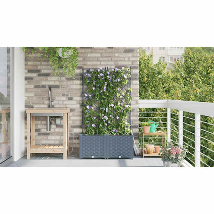 Vasi da giardino Grigio chiaro 80 x 40 x 142 cm Acciaio