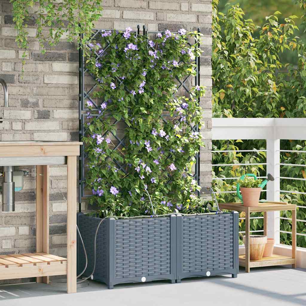 Vasi da giardino Grigio chiaro 80 x 40 x 142 cm Acciaio