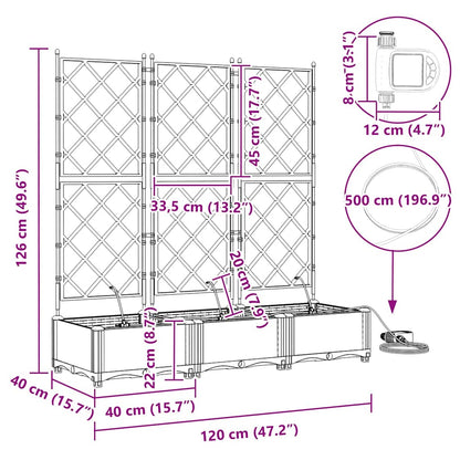 Vasi da giardino Grigio chiaro 120 x 40 x 126 cm Acciaio