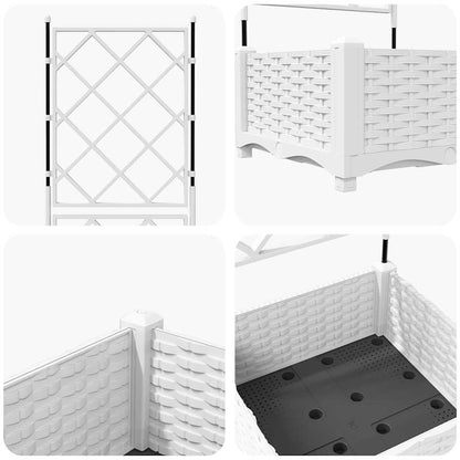 Vaso da Giardino con Trellis Bianco 40 x 40 x 125.5 cm PP