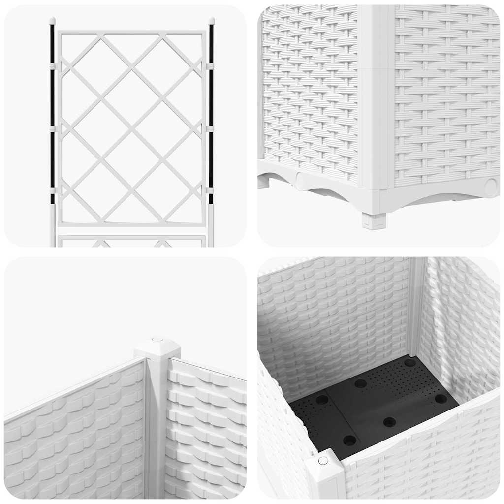 Vaso da Giardino con Trellis Bianco 40 x 40 x 143 cm PP