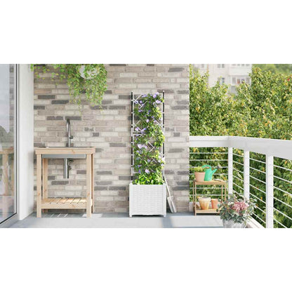 Vaso da Giardino con Trellis Bianco 40 x 40 x 143 cm PP