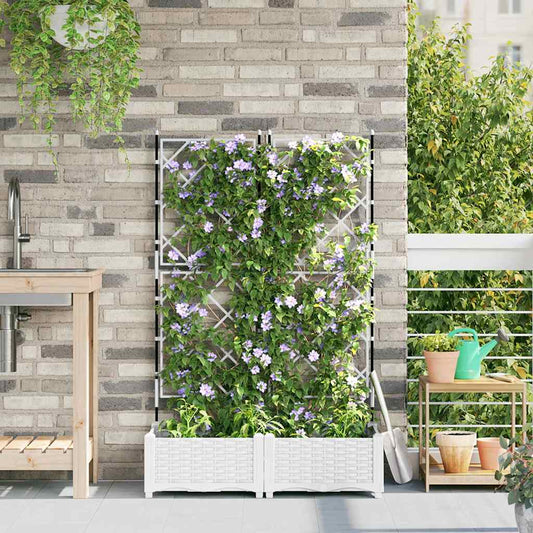 Vaso da Giardino con Trellis Bianco 80 x 40 x 125.5 cm PP