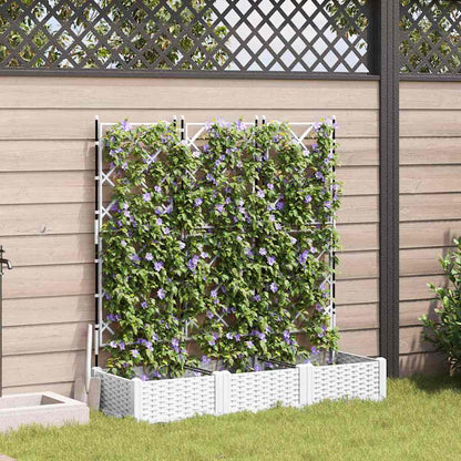 Vaso da Giardino con Trellis 3 pcs Bianco 120 x 40 x 125.5 cm