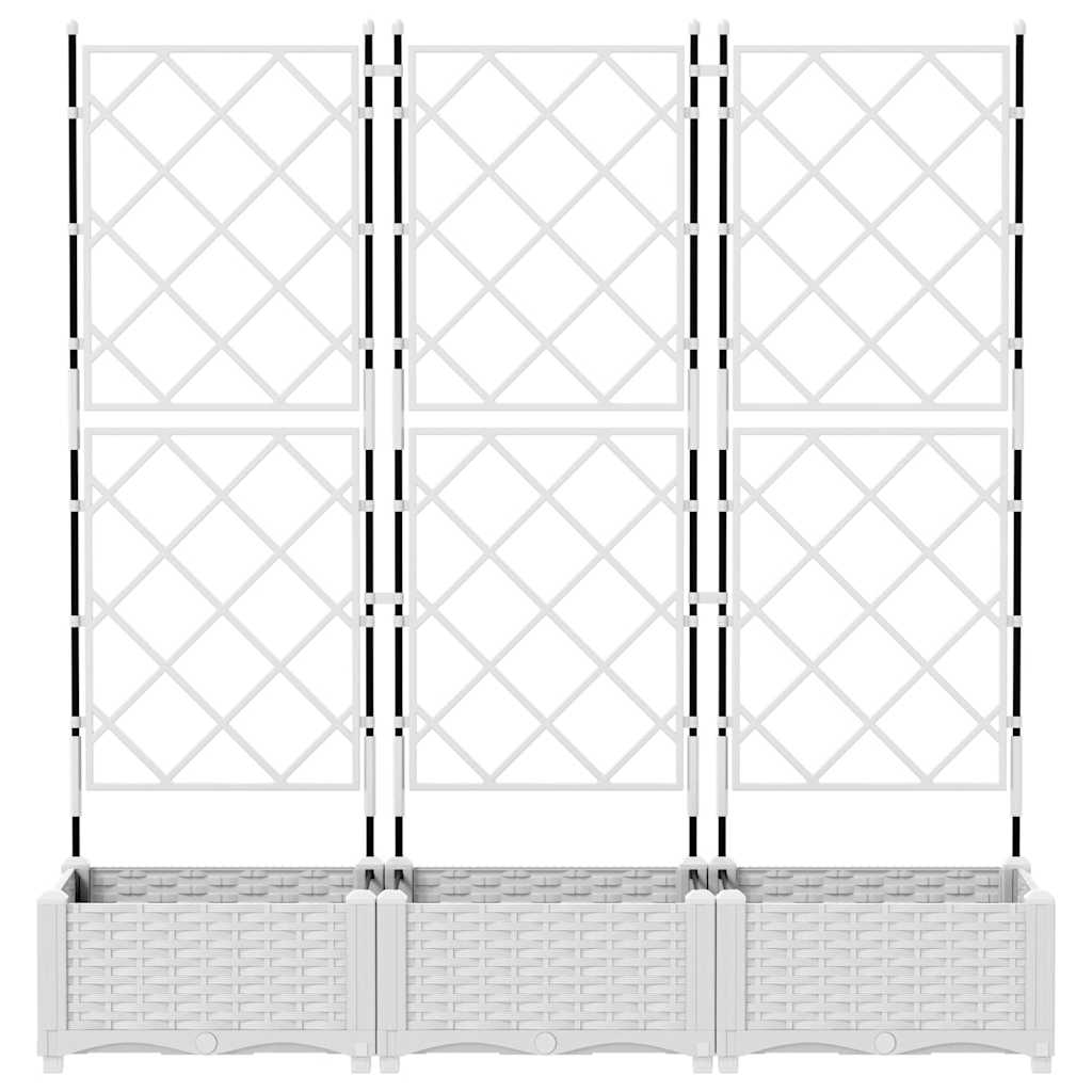 Vaso da Giardino con Trellis 3 pcs Bianco 120 x 40 x 125.5 cm