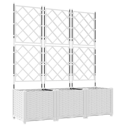 Vaso da Giardino con Trellis 3 pcs Bianco 120 x 40 x 143 cm PP