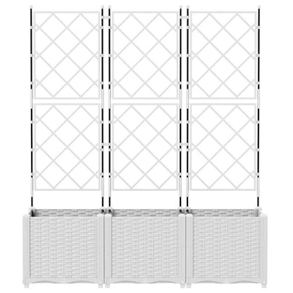 Vaso da Giardino con Trellis 3 pcs Bianco 120 x 40 x 143 cm PP