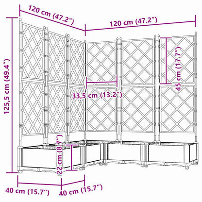 Vaso da Giardino con Trellis 5 pcs Bianco 120 x 120 x 125.5 cm
