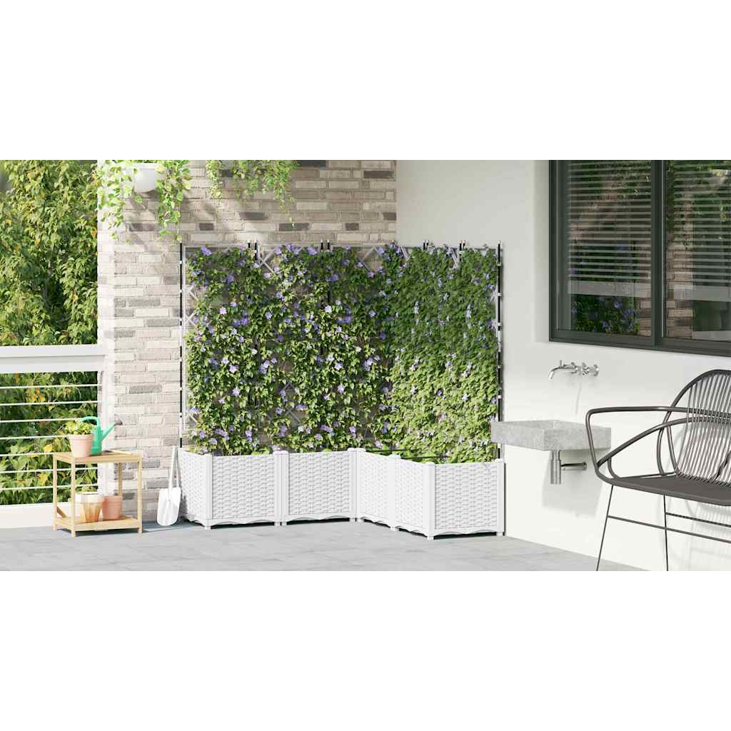 Vaso da Giardino con Trellis 5 pcs Bianco 120 x 120 x 143 cm PP