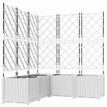 Vaso da Giardino con Trellis 5 pcs Bianco 120 x 120 x 143 cm PP