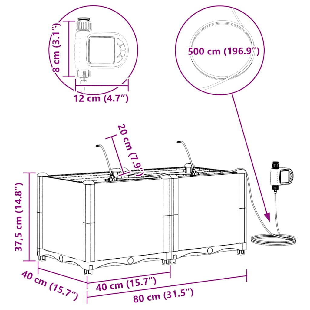 Vasi da giardino Bianco 80 x 40 x 37.5 cm Acciaio
