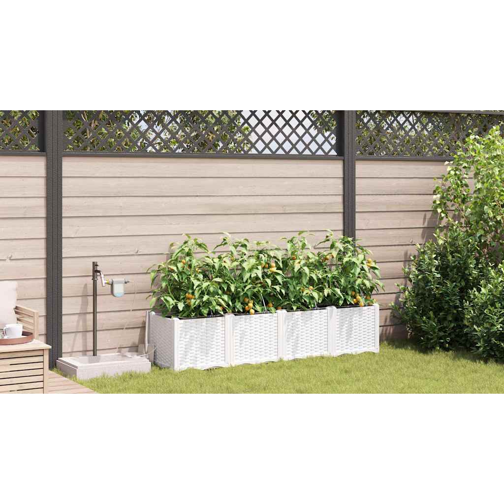 Vasi da giardino Bianco 160 x 40 x 37.5 cm Acciaio