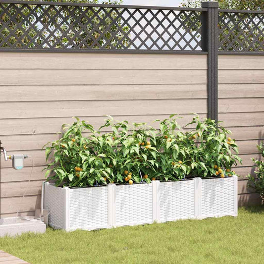 Vasi da giardino Bianco 160 x 40 x 37.5 cm Acciaio