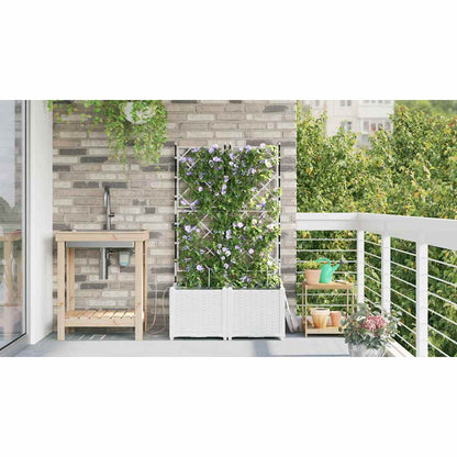 Vasi da giardino Bianco 80 x 40 x 142 cm Acciaio
