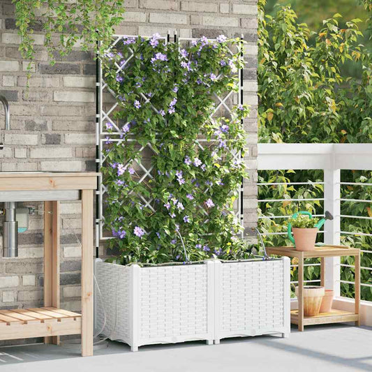 Vasi da giardino Bianco 80 x 40 x 142 cm Acciaio