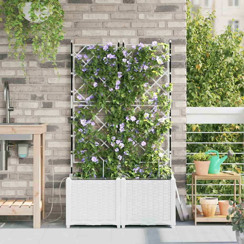 Vasi da giardino Bianco 80 x 40 x 142 cm Acciaio