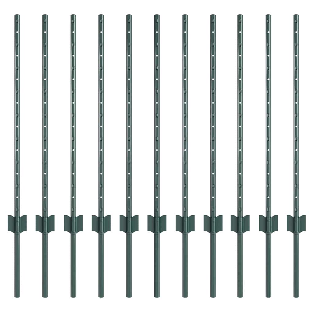 Palo della recinzione 11 pcs Verde 120 cm Acciaio | homemem39