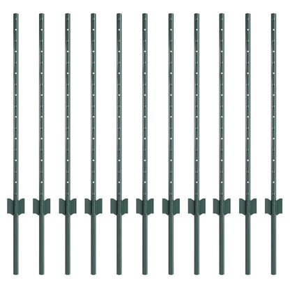 Palo della recinzione 11 pcs Verde 120 cm Acciaio | homemem39