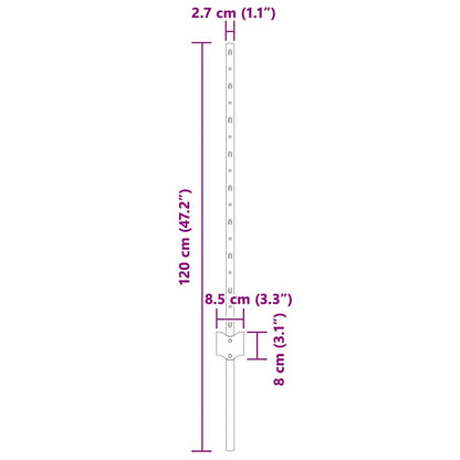 Palo della recinzione 11 pcs Verde 120 cm Acciaio | homemem39
