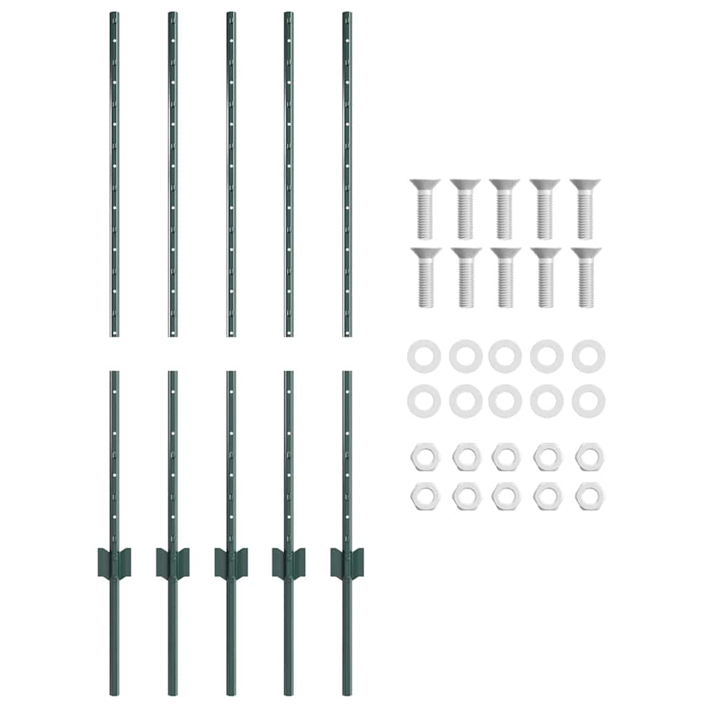 Palo della recinzione 5 pcs Verde 140 cm Acciaio | homemem39