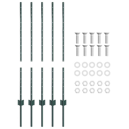 Palo della recinzione 5 pcs Verde 140 cm Acciaio | homemem39