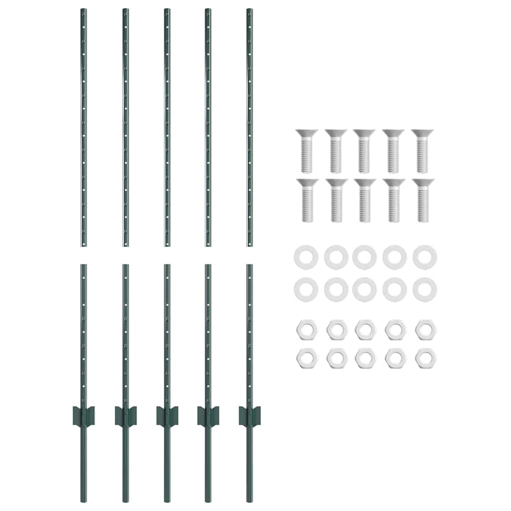 Palo per recinzione interrato 5 pcs Verde 160 cm