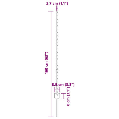 Palo per recinzione interrato 5 pcs Verde 160 cm