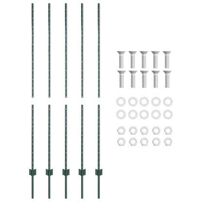 Palo della recinzione 5 pcs Verde 160 cm Acciaio | homemem39