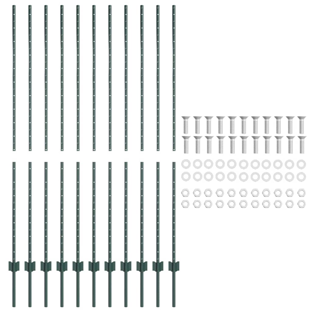 Palo della recinzione 11 pcs Verde 160 cm Acciaio | homemem39