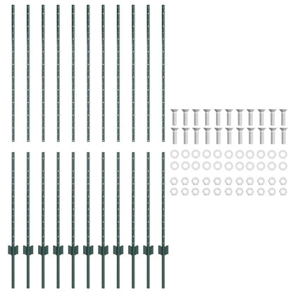 Palo della recinzione 11 pcs Verde 160 cm Acciaio | homemem39
