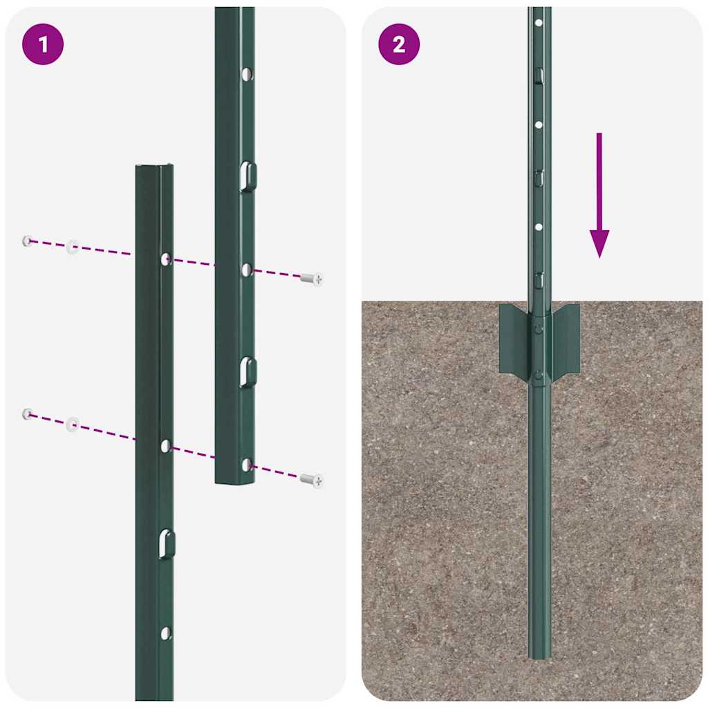 Palo della recinzione 11 pcs Verde 160 cm Acciaio | homemem39