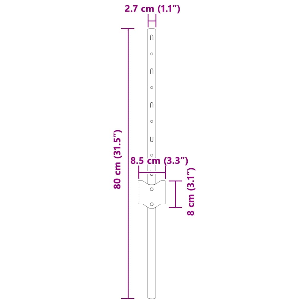 Palo della recinzione 5 pcs Grigio 40 cm Acciaio | homemem39